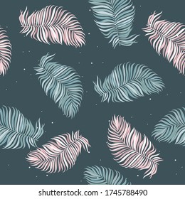 Abstract seamless pattern with leaves. Vector template.