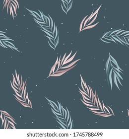 Abstract seamless pattern with leaves. Vector template.