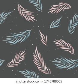 Abstract seamless pattern with leaves. Vector template.