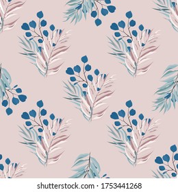 Abstract seamless pattern with leaves. Vector template.