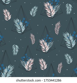 Abstract seamless pattern with leaves. Vector template.