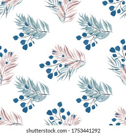Abstract seamless pattern with leaves. Vector template.