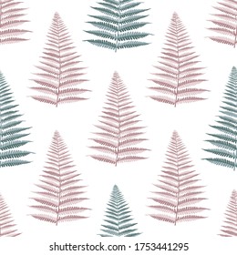 Abstract seamless pattern with leaves. Vector template.