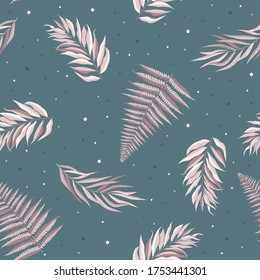 Abstract seamless pattern with leaves. Vector template.