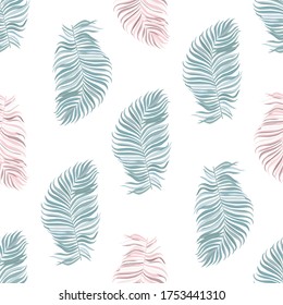 Abstract seamless pattern with leaves. Vector template.