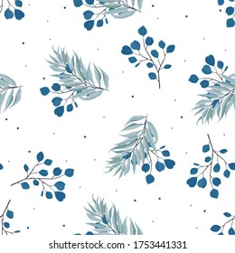 Abstract seamless pattern with leaves. Vector template.