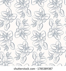 Abstract seamless pattern with leaves. Vector illustration. 