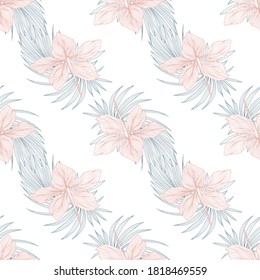 Abstract seamless pattern with leaves. Vector template.