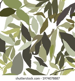 Abstract seamless pattern with leaves. Vector background for various surfaces. Trendy hand drawn textures.