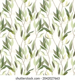 Abstract seamless pattern with leaves. Vector background for various surfaces. Trendy hand drawn textures.