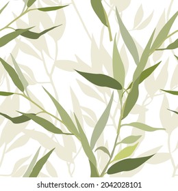 Abstract seamless pattern with leaves. Vector background for various surfaces. Trendy hand drawn textures.