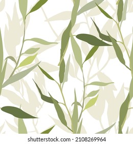 Abstract seamless pattern with leaves. Vector background for various surfaces. Trendy hand drawn textures.