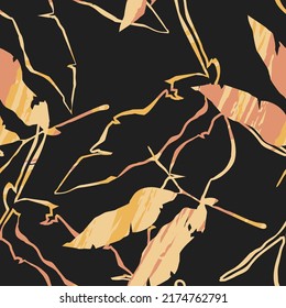 Abstract seamless pattern with leaves. Vector background for various surfaces. Trendy hand drawn textures.