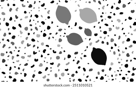 Abstrato padrão sem emenda com símbolos de limão. Fundo de leopardo criativo. Ilustração vetorial sobre fundo branco
