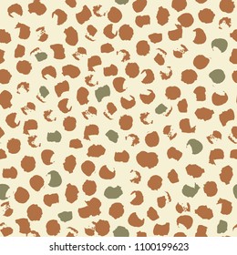 Abstract seamless pattern of leopard spots. Ink and brush. Hand drawn. Vector illustration.