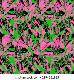 Abstract seamless pattern  with Letters in victorian style. Vector background