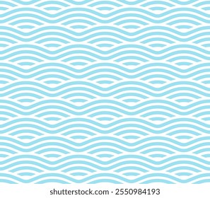 Abstract seamless pattern with light blue waves