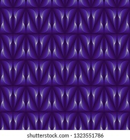 Abstract seamless pattern like a pseudo 3D image with smooth transition violet hues, vector handmade 