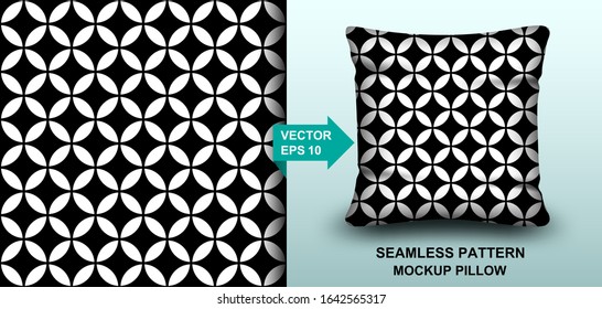 Abstract .seamless pattern line black and white background. design for pillow, print, fashion, clothing, fabric, gift wrap. mockup template pillow seamless pattern. Vector.