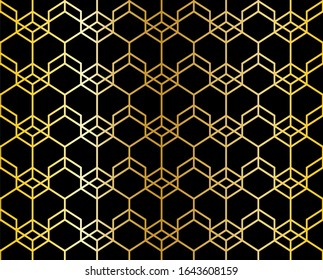 Abstract .seamless pattern line black and gold background. Design pattern art deco style. Vector.
