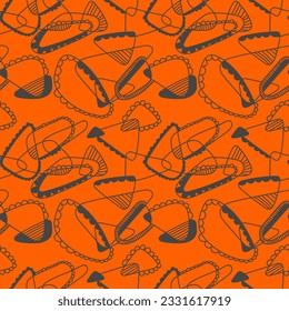 Abstract seamless pattern with line hand drawn geometry elements