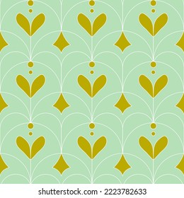 Abstract seamless pattern. Linear fabric print template. Vector illustration with geometric shape in a row. Vintage wallpaper design.