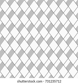 Abstract seamless pattern of linear striped rhombuses. Modern stylish texture. Repeating geometric tiles. Vector background.