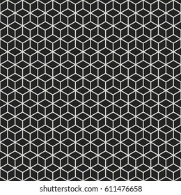 Abstract seamless pattern of lineart cubes
