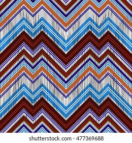 Abstract Seamless Pattern. Lines abstract background in brown tones. Geometric colorful Vector illustration. Zigzag Decorative Ornament with grunge effect, Natural colors for textile, wallpaper, etc.
