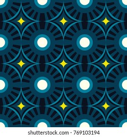 Abstract seamless pattern of lines and circles.