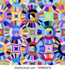 Abstract seamless pattern of lines and circles.