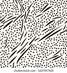Abstract seamless pattern with abstract lines and dots. Repeating vector tiles