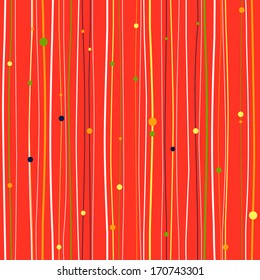 Abstract Seamless pattern with lines and dots on a red Background