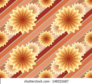 Abstract seamless pattern with lines and flowers.