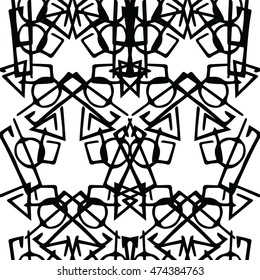 Abstract Seamless Pattern with Abstract Lines. Geometric Art Print. Tribal style design. 