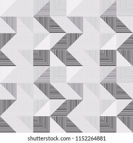 Abstract seamless pattern of lines. Optical illusion of movement and overlapping elements of the pattern.