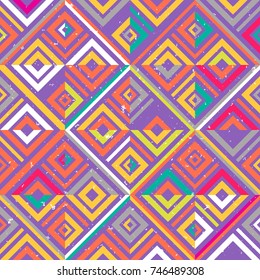 Abstract seamless pattern of lines and squares. Simple geometric shapes.