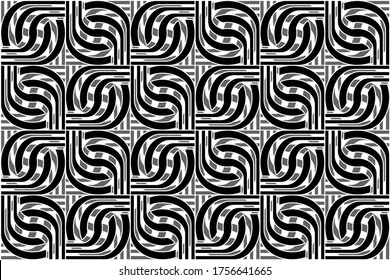 abstract seamless pattern, lines and twists, black and gray monochrome, ornate, strips, for cover, wallpaper, banner, cards, wallpapers and backgrounds