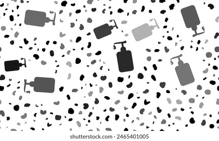Abstract seamless pattern with liquid soap symbols. Creative leopard backdrop. Vector illustration on white background