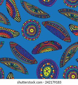Abstract seamless pattern with lobule. Blue dark-3