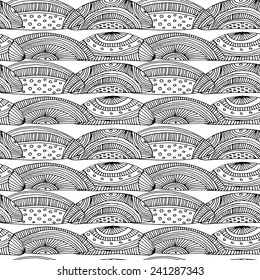 Abstract seamless pattern with lobule. White and black-2