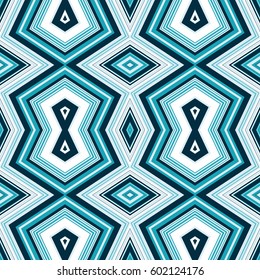 Abstract seamless pattern with lots of angular elements. A kaleidoscope of forms.