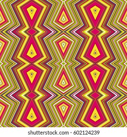 Abstract seamless pattern with lots of angular elements. A kaleidoscope of forms.