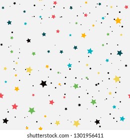 Abstract seamless pattern. Lovely colorful stars.