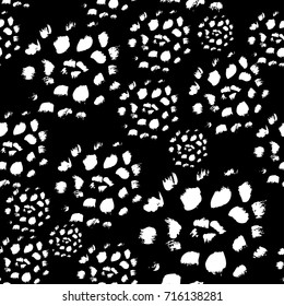 Abstract seamless pattern made by artist acrylic hard brushes  white on black for creative design or for grunge artistic background  or for  decoration  package of perfume  cosmetic and others 