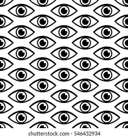 Abstract Seamless Pattern Made Of Eye Icons.