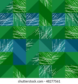 Abstract seamless pattern made from green and blue triangles