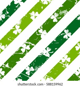 Abstract seamless pattern made from grunge lines with shamrocks