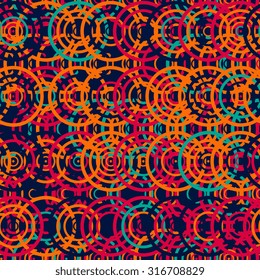 Abstract seamless pattern made of set of rings. Vector illustration