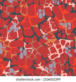 Abstract seamless pattern made of simple colored geometric shapes. Polygon background. Flat minimalist design. Urban conceptual illustration. Good for textile, activewear, notebook, web, wallpaper.